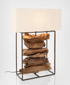 Lampada da tavolo Kubi bianco in legno di teak riciclato h 76 cm