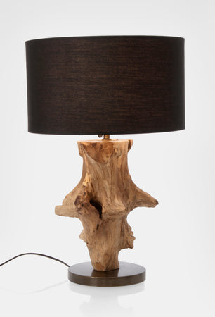 Lampada da tavolo "Estroots" nero in legno di teak ricilato h 55 cm