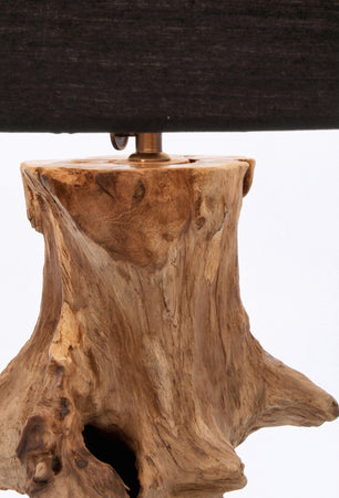 Lampada da tavolo "Estroots" nero in legno di teak ricilato h 55 cm