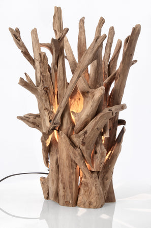 Lampada da tavolo "Ace" in legno di teak riciclato h 60 cm