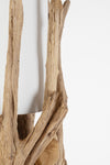 Lampada a piantana con base in legno di teak riciclato da interno h 180 cm
