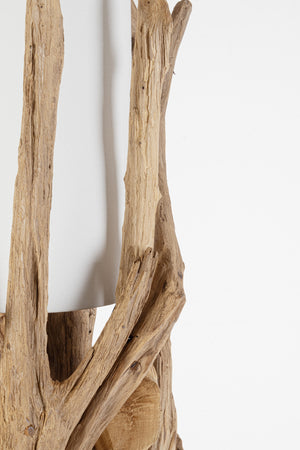 Lampada a piantana con base in legno di teak riciclato da interno h 180 cm