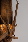 Lampada a piantana con base in legno di teak riciclato da interno h 180 cm
