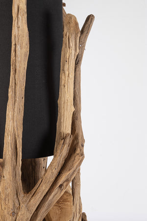 Lampada a piantana con base in legno di teak riciclato da interno h 180 cm