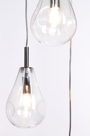 Lampadario "Reflect" in acciaio e vetro