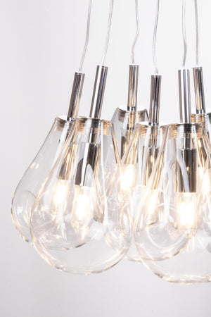 Lampadario "Reflect" in acciaio e vetro