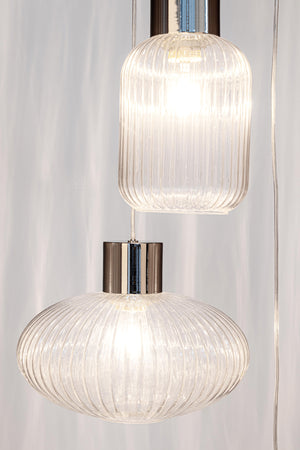 Lampadario 3 luci "Showy" in acciaio e vetro