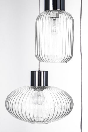 Lampadario 3 luci "Showy" in acciaio e vetro