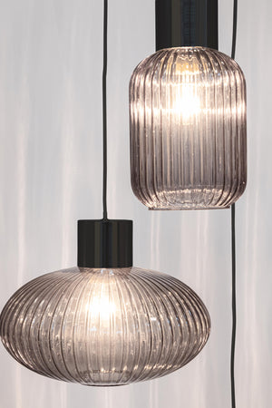Lampadario 3 luci "Showy" in acciaio e vetro