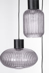 Lampadario 3 luci Showy in acciaio e vetro