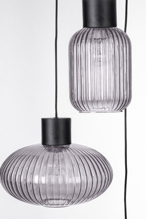 Lampadario 3 luci "Showy" in acciaio e vetro