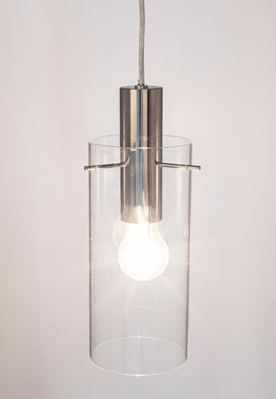 Lampadario "Aglow" in acciaio e vetro