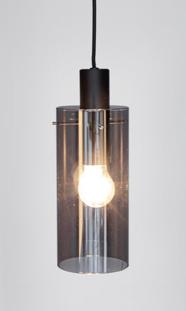 Lampadario "Aglow" in acciaio e vetro