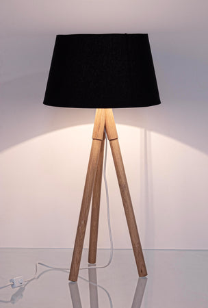 Lampada da tavolo "Wallas" treppiede in legno di quercia h 69 cm