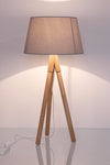 Lampada da tavolo Wallas treppiede in legno di quercia h 69 cm
