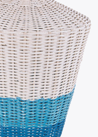 Lampada da tavolo "Sky Rattan" blu-azzurro in metallo e rattan