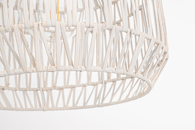 Lampadario "Altek" bianco in metallo e vimine d 28.5 cm