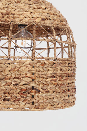 Lampadario "Malawi" in metallo e giacinto d'acqua d 45 cm
