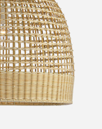 Lampadario "Siwa" in acciaio e rattan d 53 cm