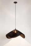 Lampadario Cappello in acciaio e vimini h 28 cm