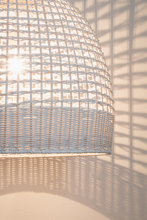 Lampadario "Siwa" in acciaio e rattan d 53 cm
