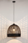 Lampadario Siwa in acciaio e rattan d 53 cm