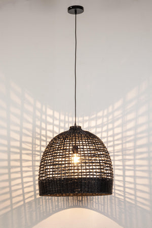 Lampadario "Siwa" in acciaio e rattan d 53 cm