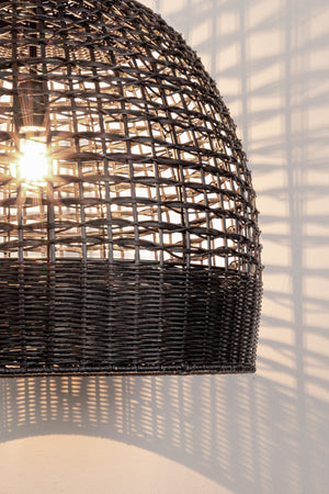 Lampadario "Siwa" in acciaio e rattan d 53 cm