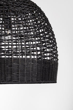 Lampadario "Siwa" in acciaio e rattan d 53 cm