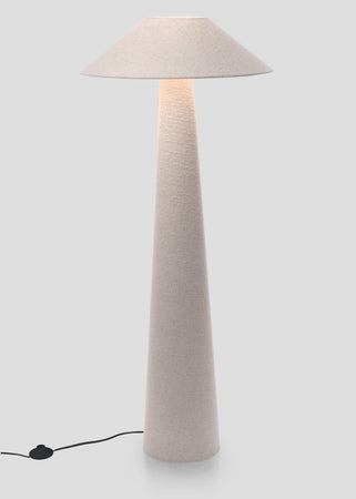 Piantana lamki crema in tessuto bouclè foglio di polistirene e metallo h 120 cm