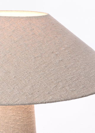 Piantana lamki crema in tessuto bouclè foglio di polistirene e metallo h 120 cm