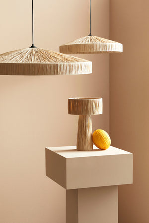 Lampada da tavolo "Kanda" in rafia e metallo h 38 cm