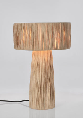 Lampada da tavolo "Kanda" in rafia e metallo h 38 cm