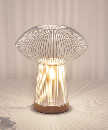 Lampada da tavolo "Ciad" in metallo e legno di faggio h 31,5 cm