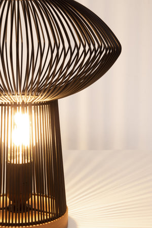 Lampada da tavolo "Ciad" in metallo e legno di faggio h 31,5 cm