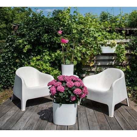 Vaso con riserva d'acqua - GARDEN ID Respect - Bianco 20 x 20 cm - con 100% rifiuti domestici e 100% riciclabile - Superficie strutturata