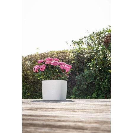 Vaso con riserva d'acqua - GARDEN ID Respect - Bianco 20 x 20 cm - con 100% rifiuti domestici e 100% riciclabile - Superficie strutturata