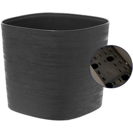Vaso con riserva d'acqua - GARDEN ID Respect - Nero-Anth 20 x 20 cm - 100% rifiuti domestici - 100% riciclabile - Superficie strutturata.