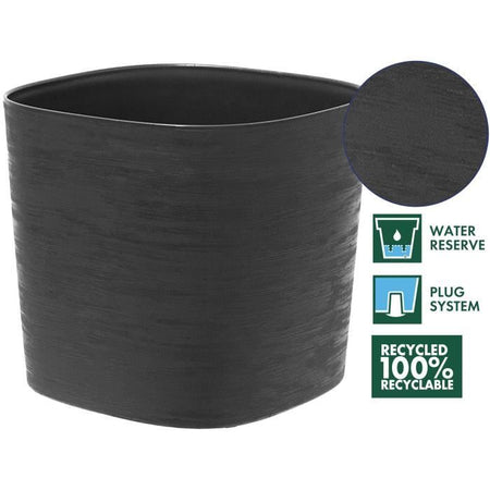 Vaso con riserva d'acqua - GARDEN ID Respect - Nero-Anth 20 x 20 cm - 100% rifiuti domestici - 100% riciclabile - Superficie strutturata.