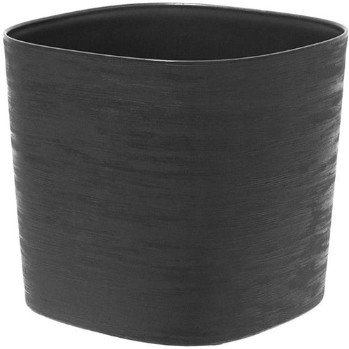 Vaso con riserva d'acqua - GARDEN ID Respect - Nero-Anth 40 x 40 cm - 100% rifiuti domestici - 100% riciclabile - Superficie strutturata.