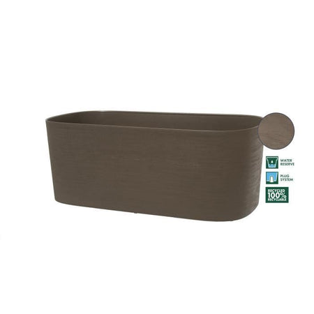 Fioriera con riserva d'acqua - GARDEN ID Respect - Tortora 50 x 17 cm - 100% rifiuti domestici - 100% riciclabile - Superficie strutturata.