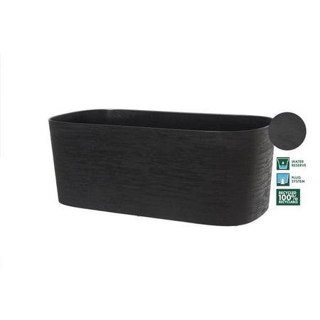 Fioriera XL con riserva d'acqua - GARDEN ID Respect - Nero-Antracite 80 x 38 cm - 100% rifiuti domestici - 100% riciclabile