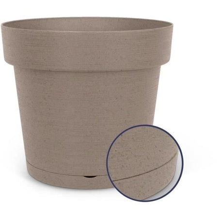 Vaso riserva acqua - GARDEN ID Glamour - Tortora 40 cm - Superficie granulosa - Interno/esterno - Design elegante - Contiene legno.
