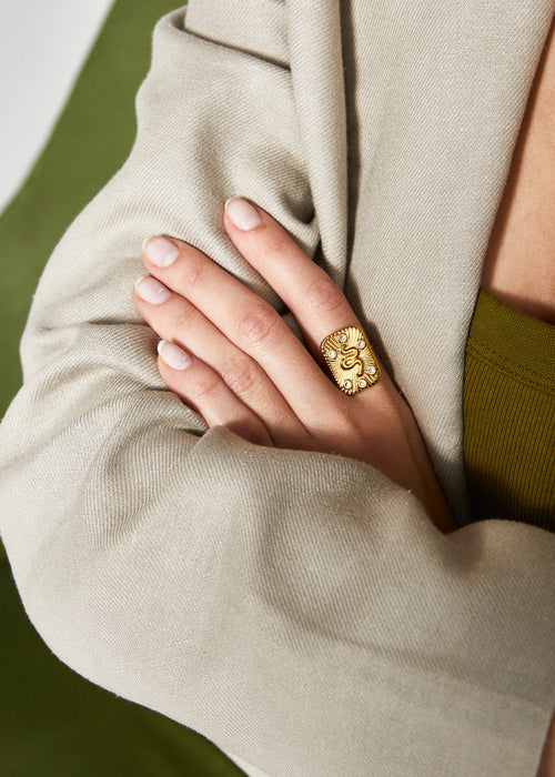 Anello serpente +pietre acc.ino oro