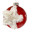6 Palline per albero di natale in vetro rosso con stella bianca da Ø 10 cm pendaglio decorato