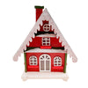 Casetta in legno rossa con luci a led h 16 cm decorazione natalizia
