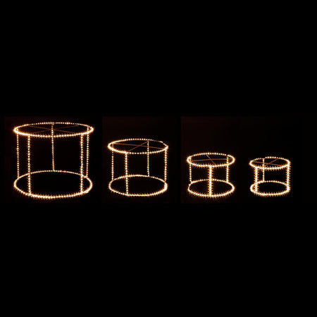 Cilindri con microled a luce calda decorazione per interno set da 4