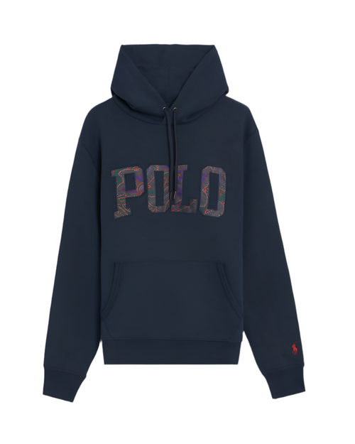 Felpa Ralph Lauren Uomo Navy Con Cappuccio in 100% Cotone Felpa Con Logo