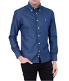 Camicia Uomo Ralph Lauren Uomo Camicia Sportiva in Jeans Denim Scuro Casual Custom Fit Vestibilità Regolare Blu Navy Coletto Button Down E Logo Ricamato