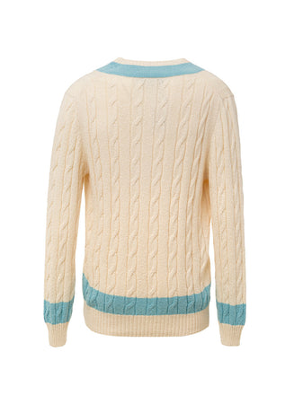 Gran Sasso Maglione College Bianco/Azzurro da uomo